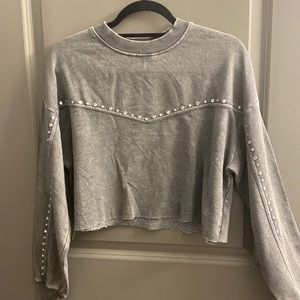 Bershka Gray cropped sweatshirt